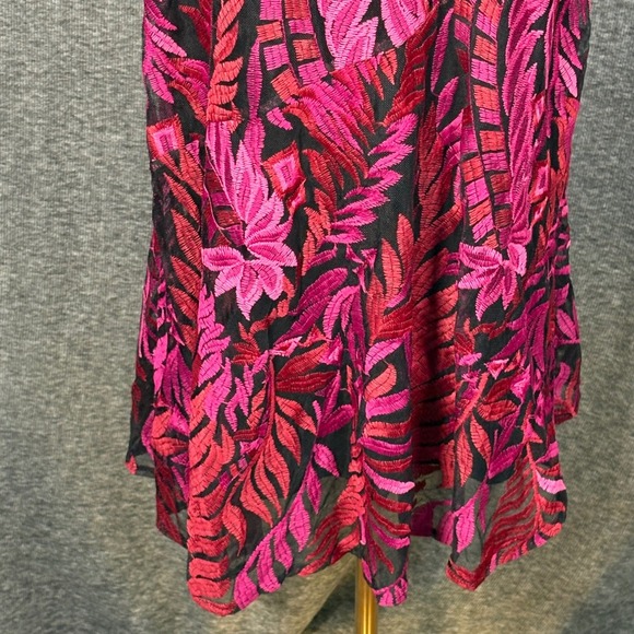 Sam Edelman Laurel Embroidered Leaf Midi Dress Dark Pink Red Womens 10 - Picture 4 of 13